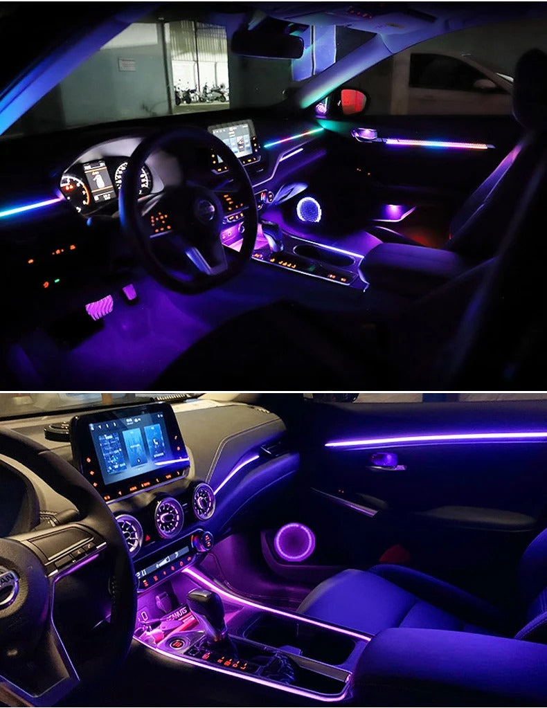 Sistema LED RGB Carro Luzes Ambiente Light Universal Interior APP