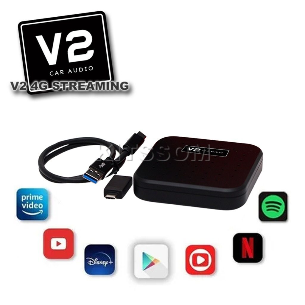 Box Android V2 4G Streaming 32GB Octacore Carplay-V2 CAR AUDIO-Kitssom