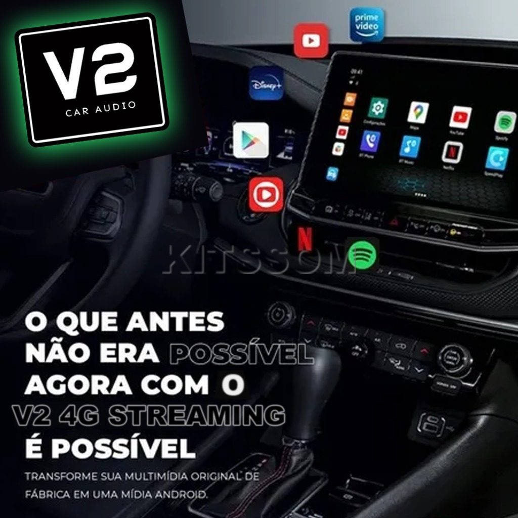 Box Android V2 4G Streaming 32GB Octacore Carplay-V2 CAR AUDIO-Kitssom