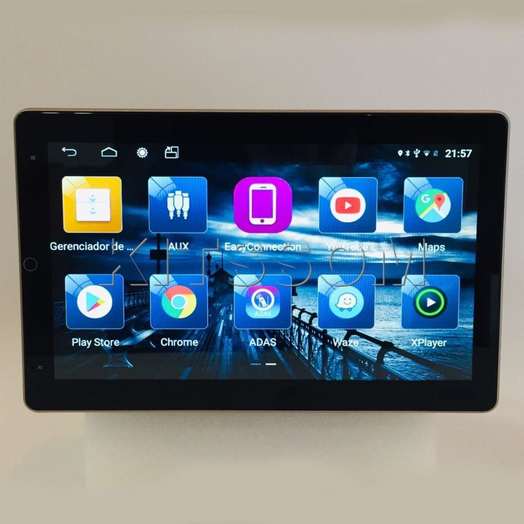 Multimídia estilo Tesla com Android, Carplay e conexão rápida – 10”, na horizontal.
