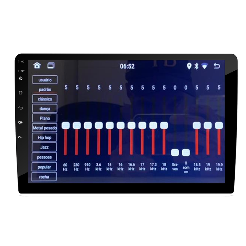 Tela touch 9” Android Universal com Bluetooth, GPS e espelhamento.