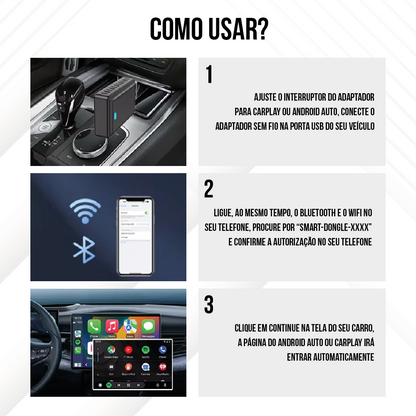 Adaptador plug & play Carplay e Android Auto