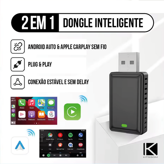 Dongle sem fio para ativar Carplay e Android Auto