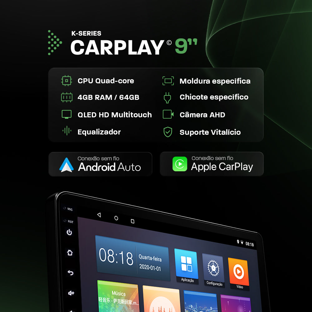 Multimídia Jeep Compass 2021 2022 2023 2024 2025 2026 V2 Carplay 9"