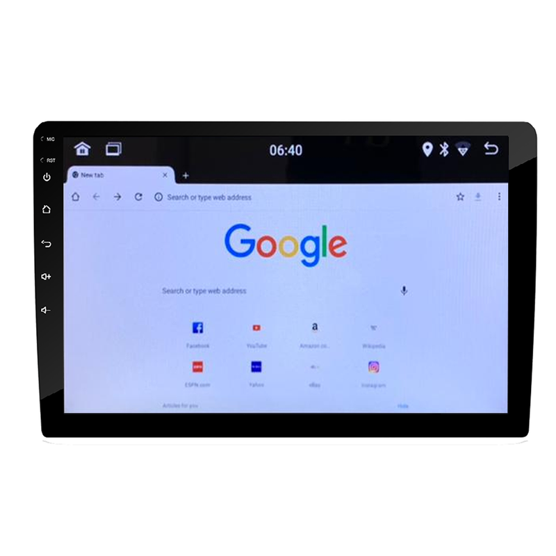 Multimídia automotiva com sistema Android e tela sensível ao toque de 9 polegadas.