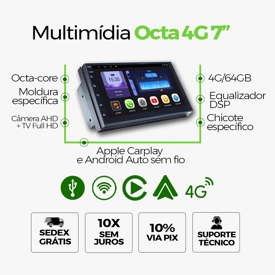 Central com Android 4G para Renault Clio 2013–2016