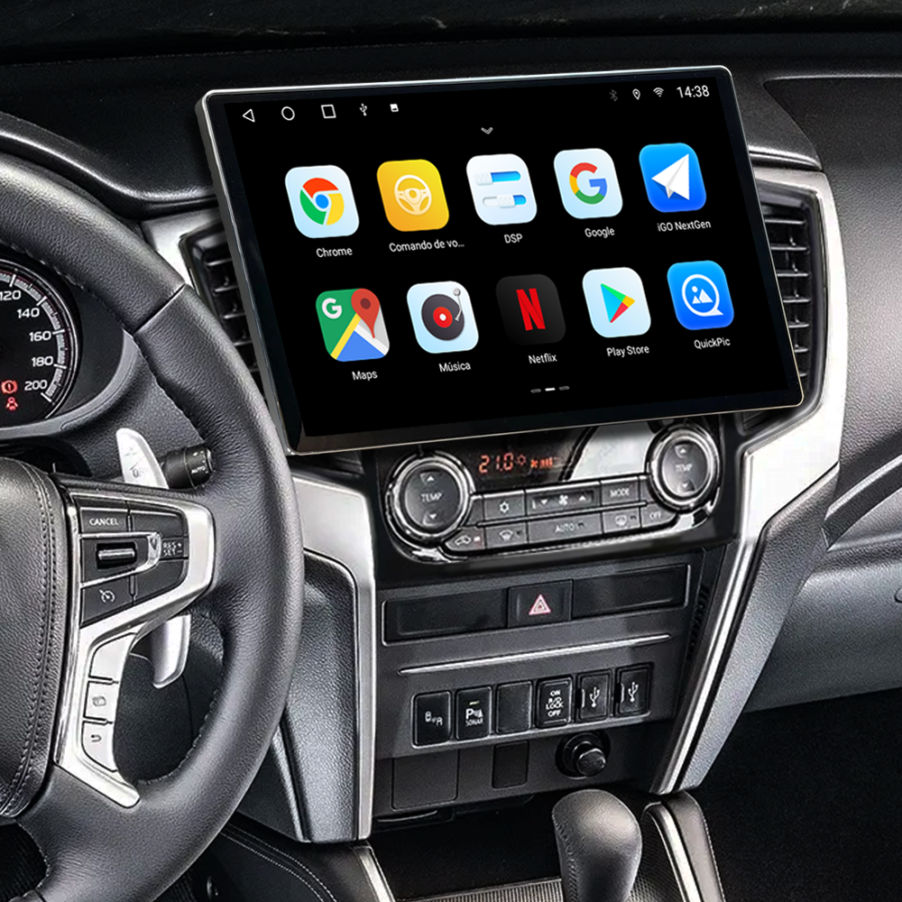 Multimídia L200 Triton Sport 2022 2023 2024 V2 Tesla 13" Mitsubishi