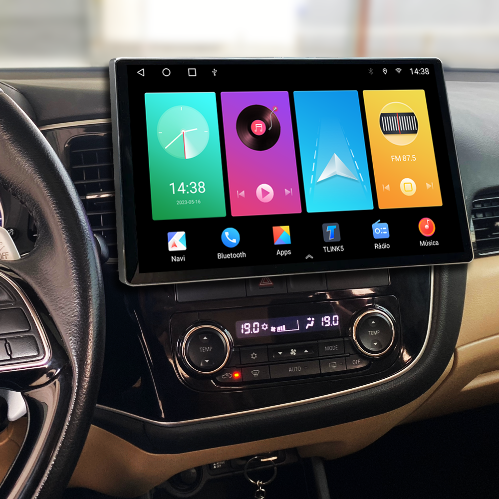 Multimídia Mitsubishi Outlander 2016 2017 2018 2019 V2 Tesla 13" 2013 2014 2015