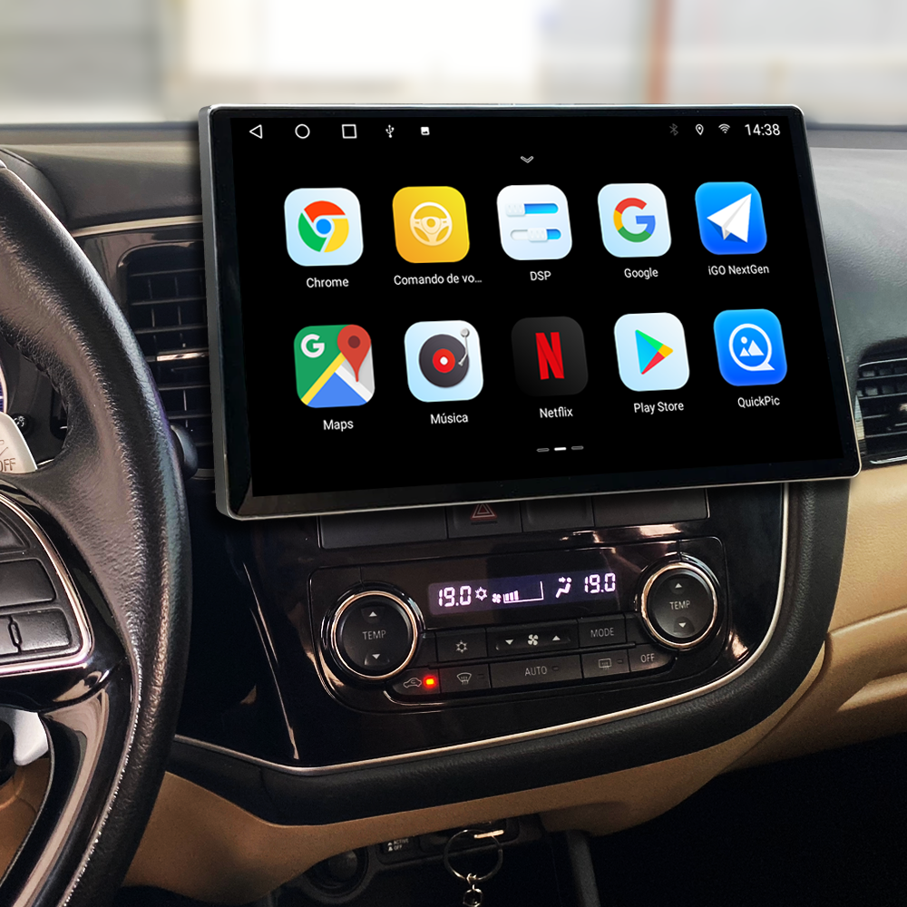 Multimídia Mitsubishi Outlander 2016 2017 2018 2019 V2 Tesla 13" 2013 2014 2015