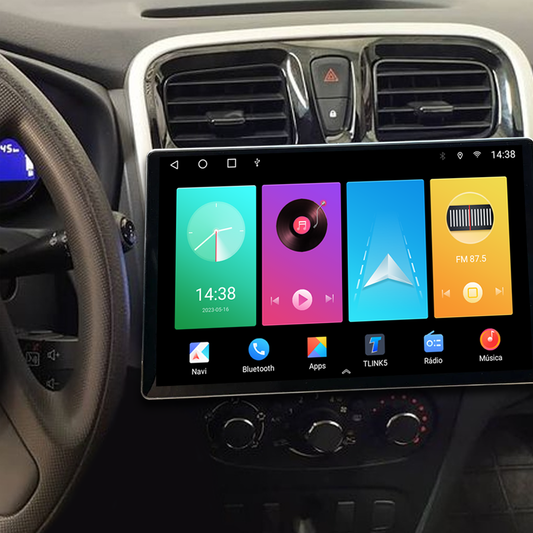 Multimídia Sandero Logan 2017 2018 2019 2020 2021 V2 Tesla 13" 2014 2015 2016