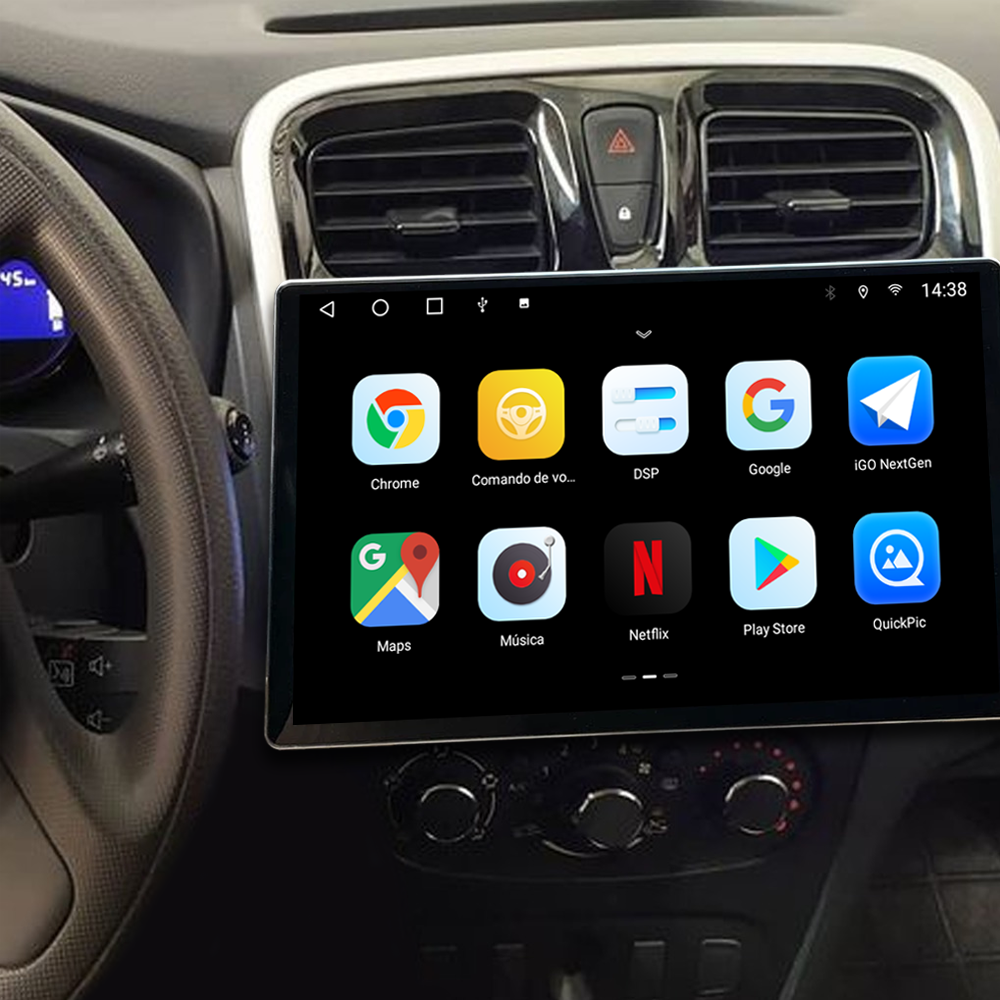 Multimídia Sandero Logan 2017 2018 2019 2020 2021 V2 Tesla 13" 2014 2015 2016