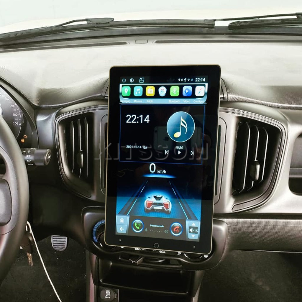 Central multimídia Tesla rotativa para Fiat Strada 2022 a 2024.