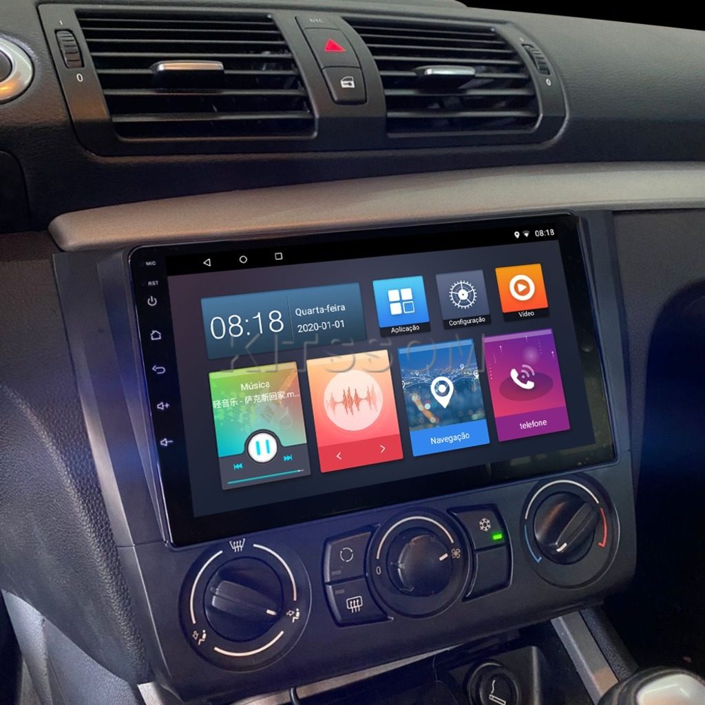 Multimídia BMW Serie 1 116 118 120 E82 E87 E88 V2 Carplay 9" 2006 2007 2008 2009 2010 2011 2012 2013 2014 2015 2016-V2 CAR AUDIO-Kitssom