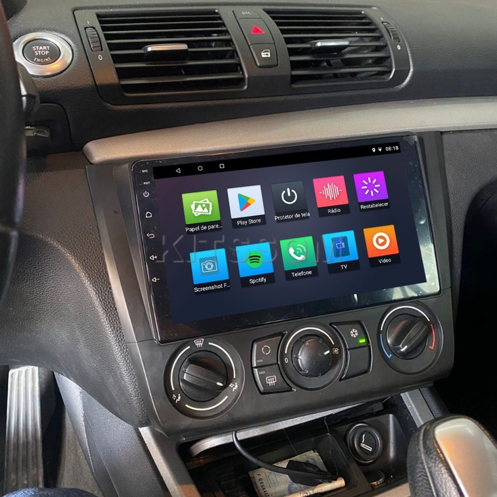 Multimídia BMW Serie 1 116 118 120 E82 E87 E88 V2 Carplay 9" 2006 2007 2008 2009 2010 2011 2012 2013 2014 2015 2016-V2 CAR AUDIO-Kitssom