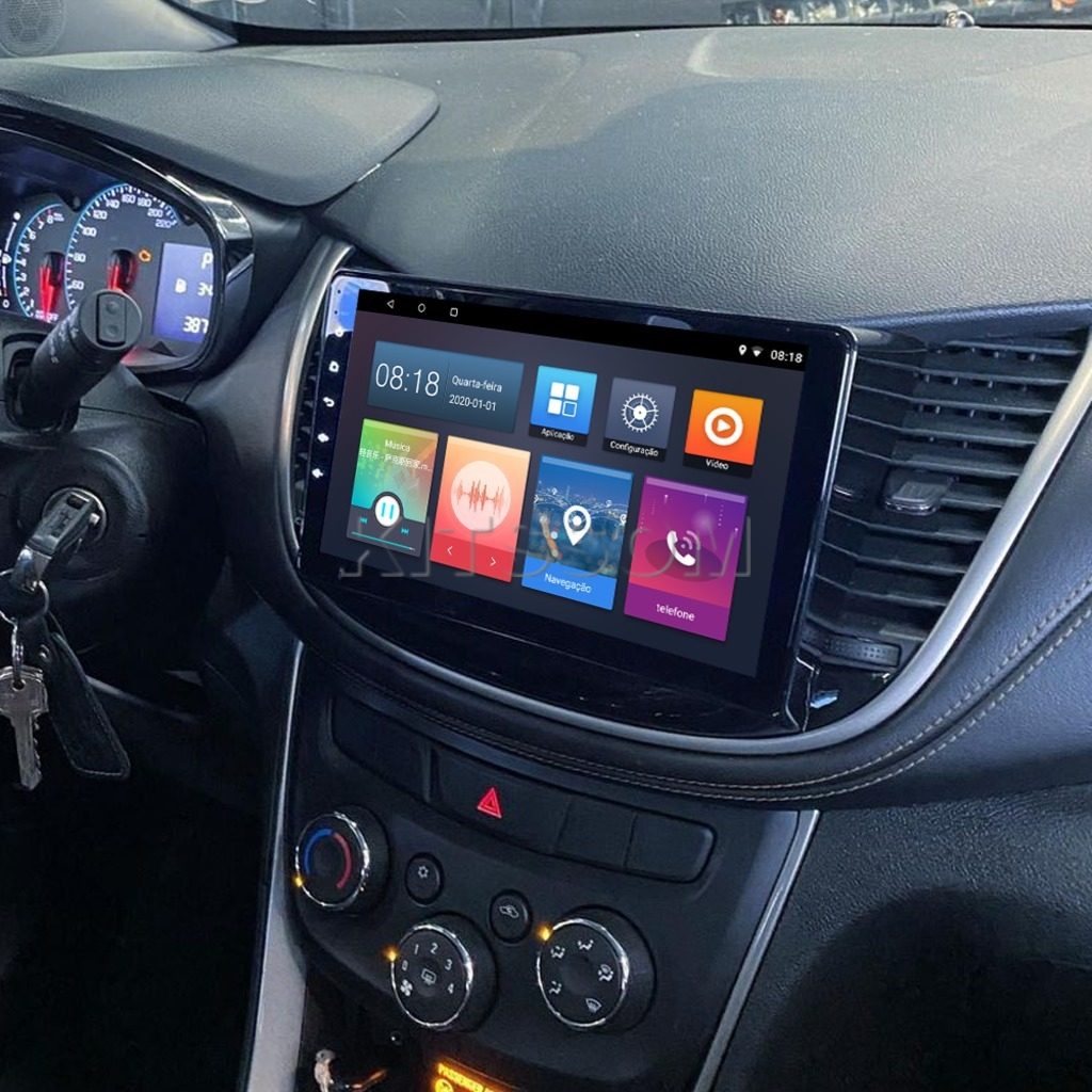 Multimidia Chevrolet Tracker 2018 2019 2020 2021 V2 Carplay 9" 2016 2017-V2 CAR AUDIO-Kitssom