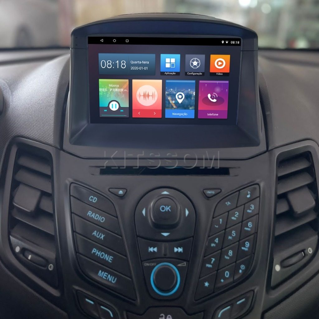Multimídia Ford Fiesta 2016 2017 2018 Embutida V2 Carplay 9" 2012 2013 2014 2015-V2 CAR AUDIO-Kitssom