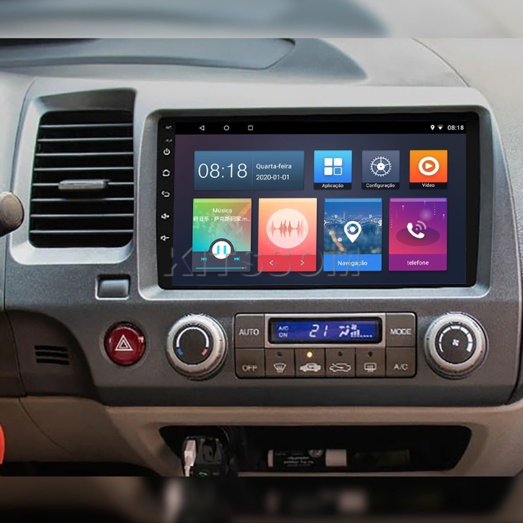 Multimídia Honda Civic G8 2008 2009 2010 2011 V2 Carplay 9" 2006 2007-V2 CAR AUDIO-Kitssom