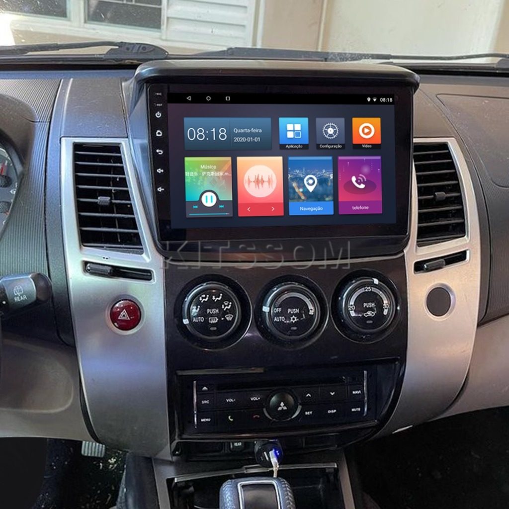 Multimídia L200 Pajero Dakar 2015 2016 2017 2018 V2 Carplay 9" 2008 2009 2010 2011 2012 2013 2014-V2 CAR AUDIO-Kitssom