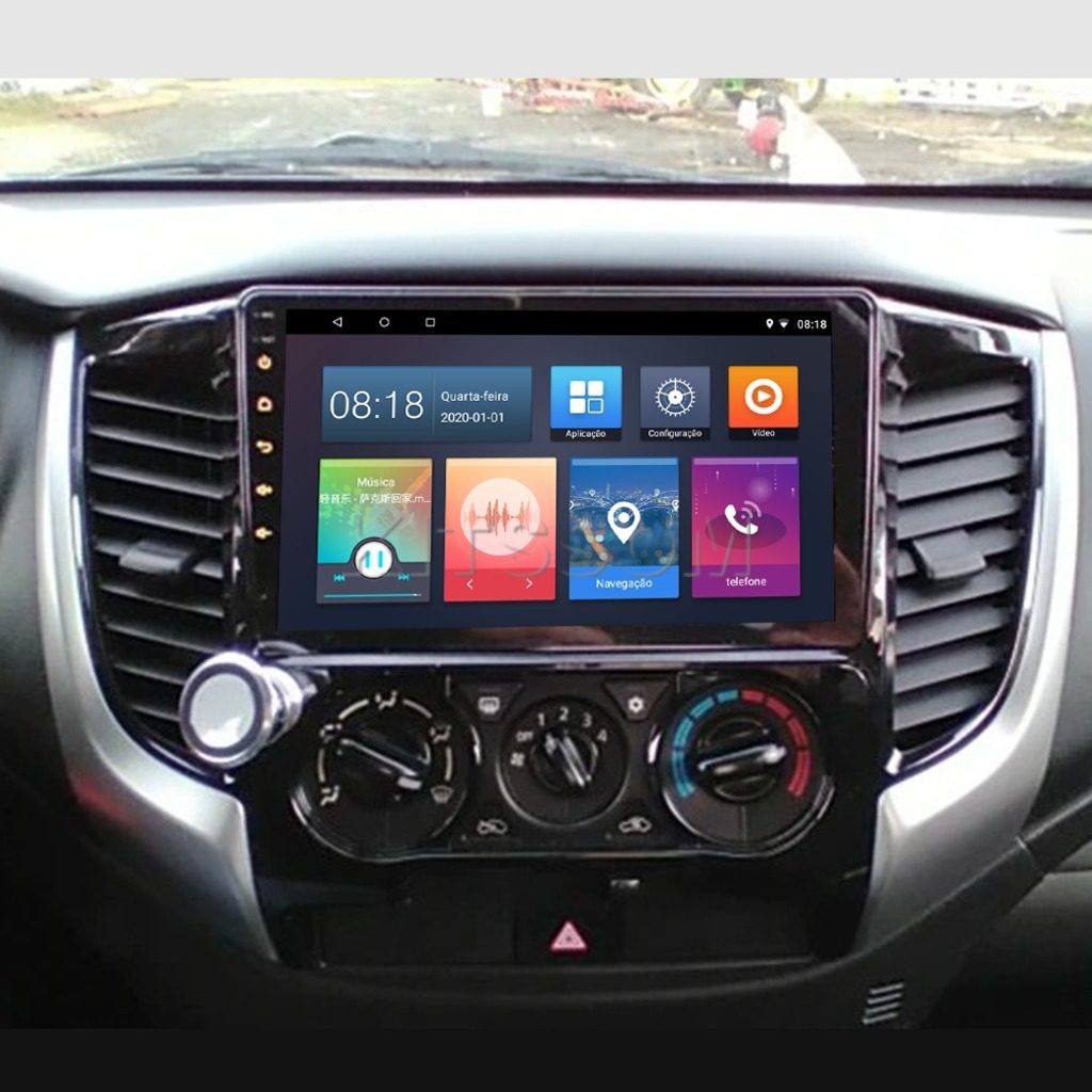 Multimídia L200 Triton 2020 2021 2022 2023 AC AN V2 Carplay 9" 2017 2018 2019-V2 CAR AUDIO-Kitssom