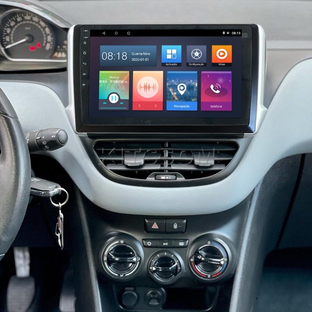 Multimídia Peugeot 2008 208 2017 2018 2019 2020 V2 Carplay 9" 2013 2014 2015 2016-V2 CAR AUDIO-Kitssom