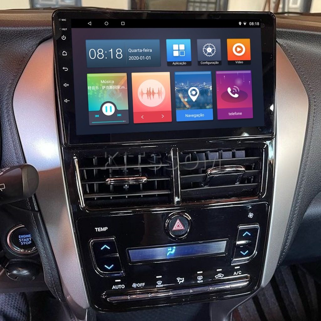 Multimídia Yaris 2018 2019 2020 2021 2022 AC DIG V2 Carplay 9" 2015 2016 2017-V2 CAR AUDIO-Kitssom