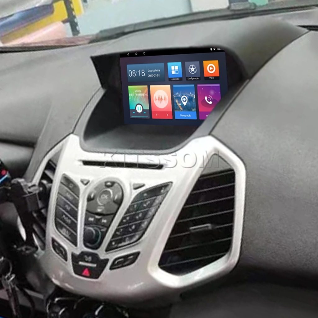 Multimídia Ecosport 2013 2014 2015 2016 Embutida V2 Carplay 9" 2012-V2 CAR AUDIO-Kitssom