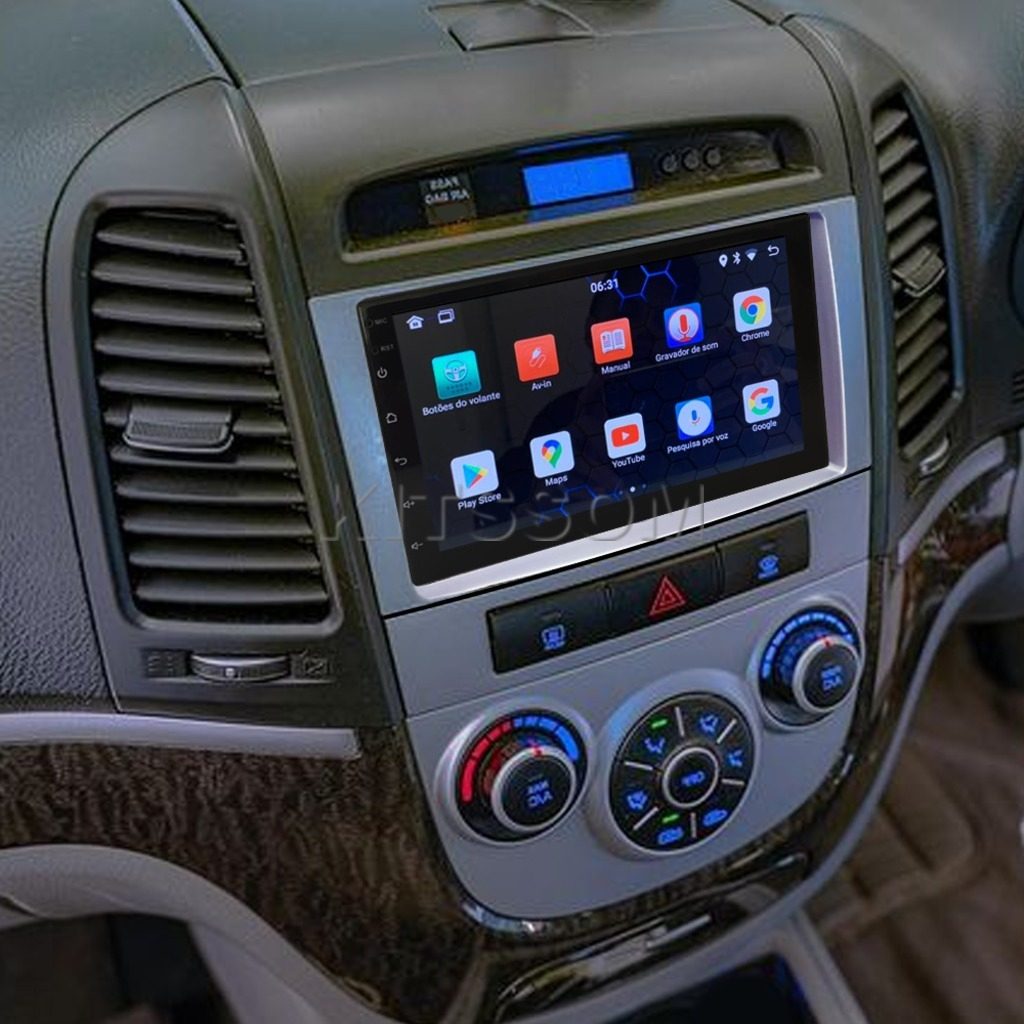 Multimídia Hyundai Santa Fé 2010 2011 2012 2013 V2 Carplay 7" 2008 2009-V2 CAR AUDIO-Kitssom