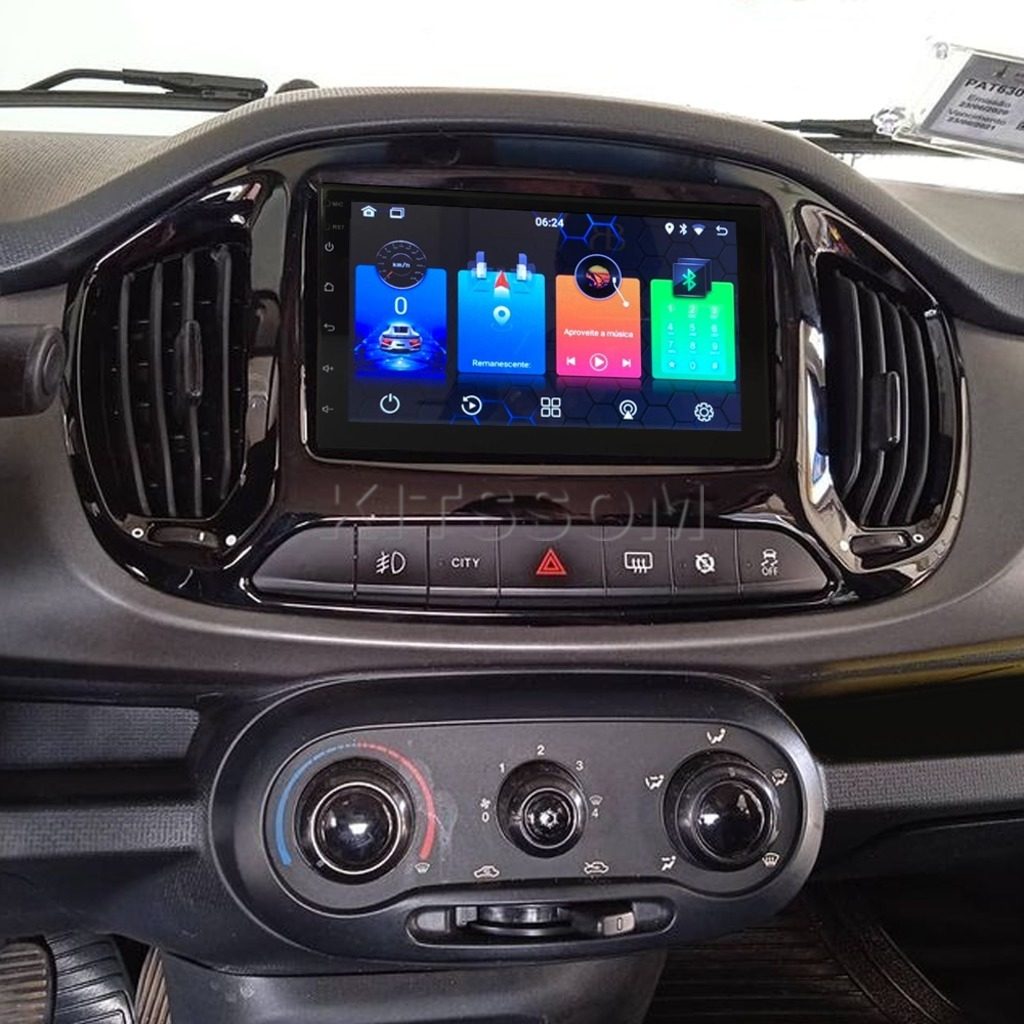 Central Multimídia V2 CarPlay de 7" para Fiat Uno modelos 2015 a 2021.