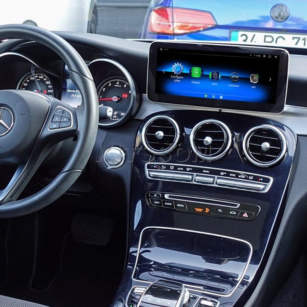 Central multimídia OEM de 10" para Mercedes-Benz C180, C200 e GLC V-Class 2013 a 2015.
