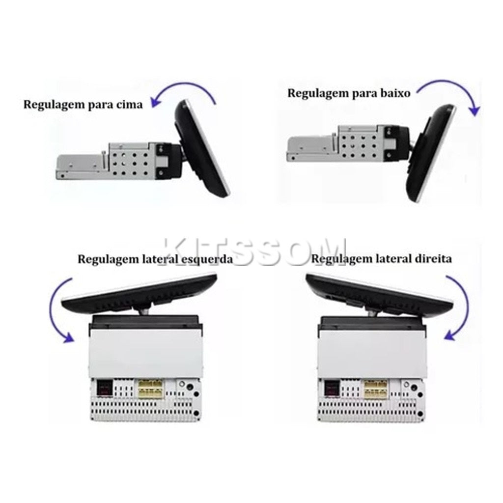 Multimidia 1 din 9 polegadas Quad Carplay Rotativa 10” – Kitssom