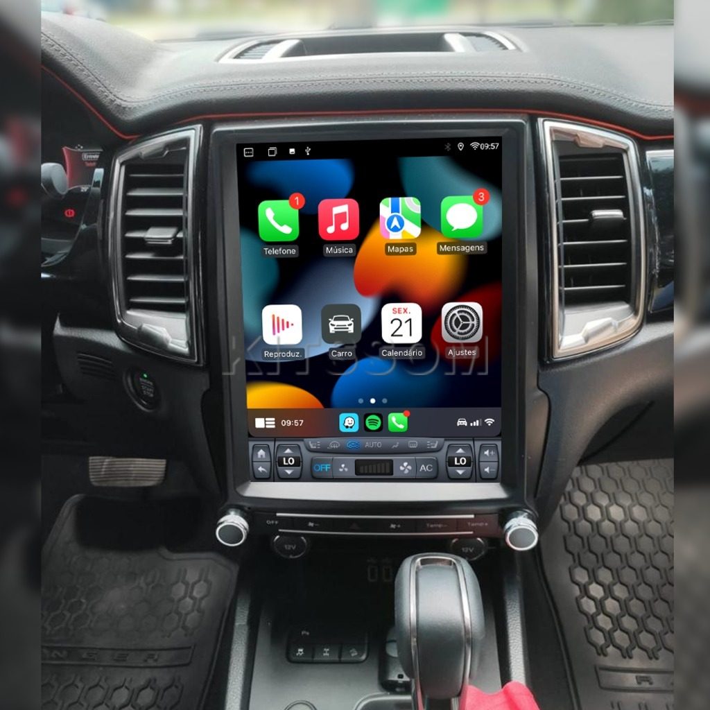 Interface intuitiva com suporte a CarPlay e Android Auto na Ranger.