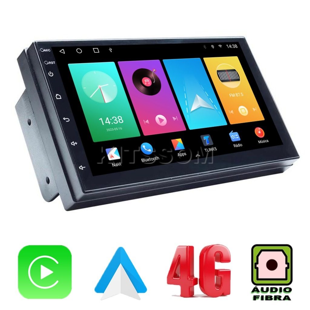 Central Multimídia Universal V2 Octa Óptica 4G Carplay 7"-V2 CAR AUDIO-Kitssom