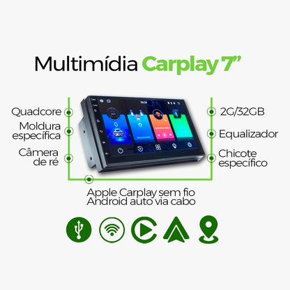 Multimídia Sandero Logan 2009 2010 2011 2012 2013 V2 Carplay 7" 2007 2008-V2 CAR AUDIO-Kitssom