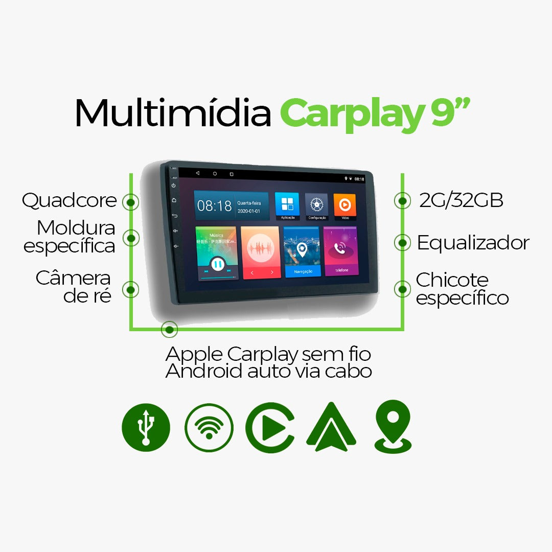 Multimídia BMW Serie 3 2011 2012 2013 2014 2015 2016 V2 Carplay 9"-V2 CAR AUDIO-Kitssom