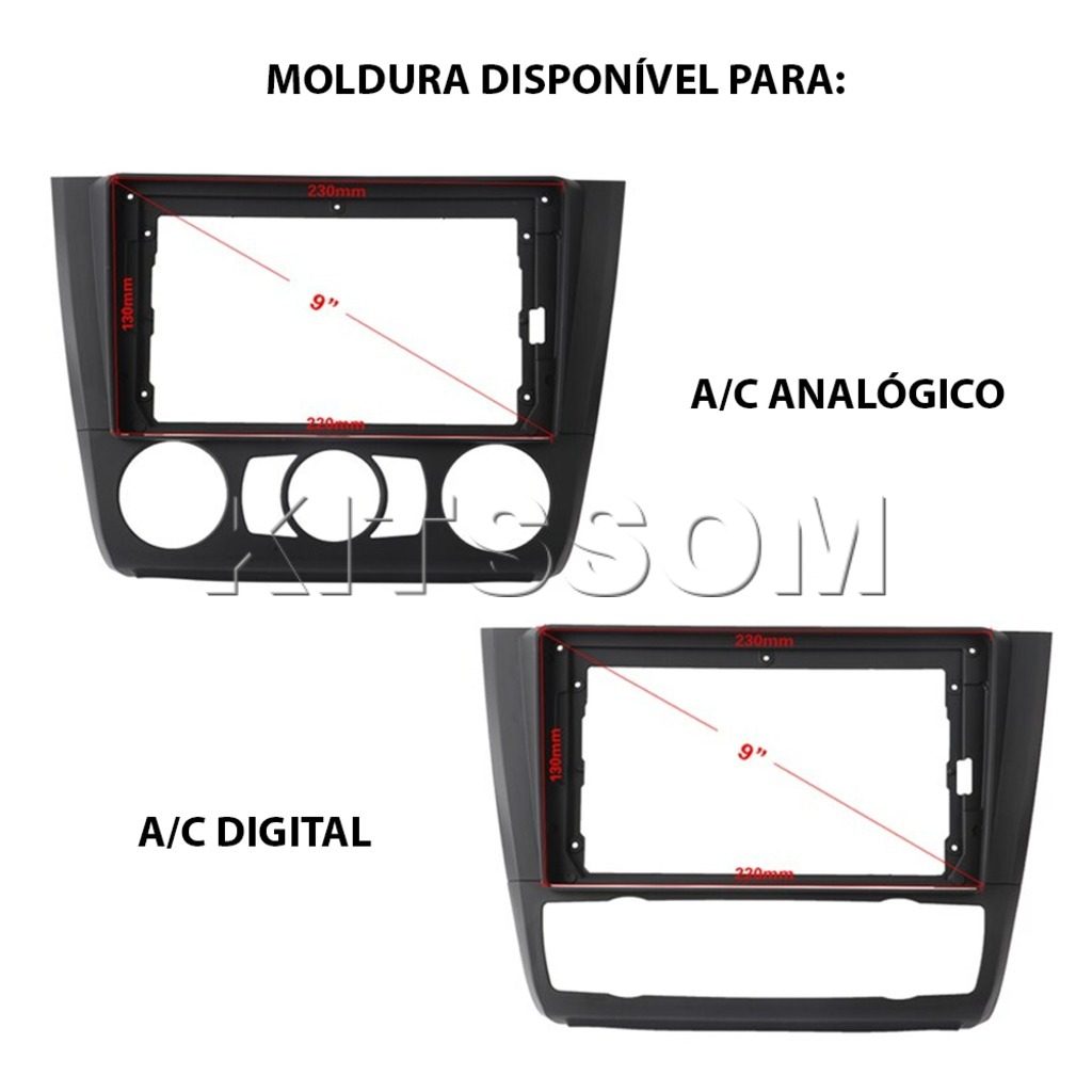 Multimídia BMW Serie 1 116 118 120 E82 E87 E88 V2 Carplay 9" 2006 2007 2008 2009 2010 2011 2012 2013 2014 2015 2016-V2 CAR AUDIO-Kitssom