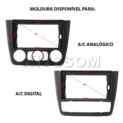 Multimídia BMW Serie 1 116 118 120 E82 E87 E88 V2 Carplay 9" 2006 2007 2008 2009 2010 2011 2012 2013 2014 2015 2016-V2 CAR AUDIO-Kitssom