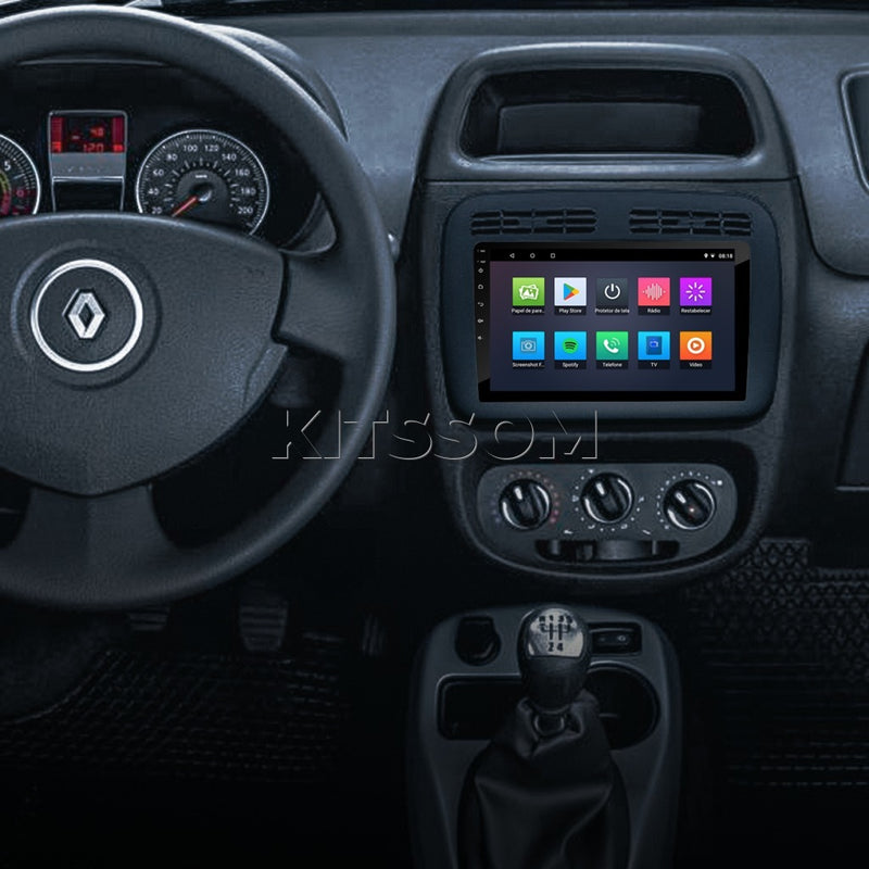 Visão da central touch Carplay para Clio G3