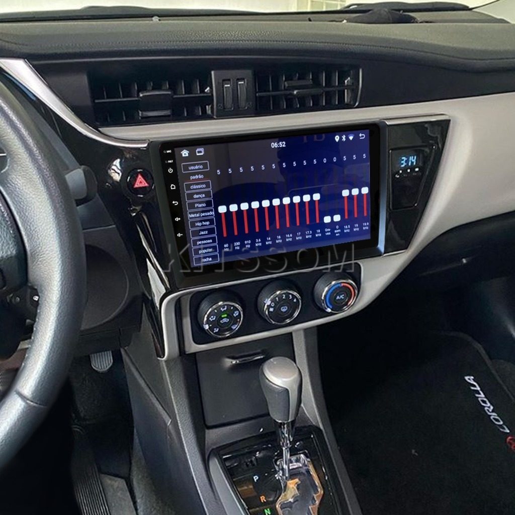 Multimídia de 9" V2 Light para Corolla com suporte a CarPlay e Android Auto., painel equalizador.